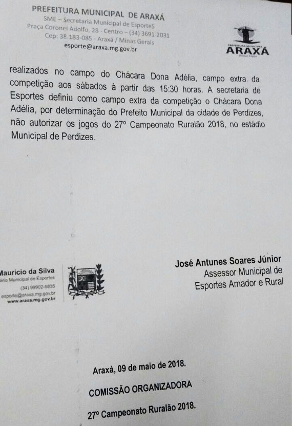 Nota oficial adia rodada Ruralão - 2